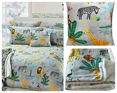 Teddy Fleece Animal Safari Jungle Duvet Cover Set Soft Warm & Cozy Bedding Set • £7.98
