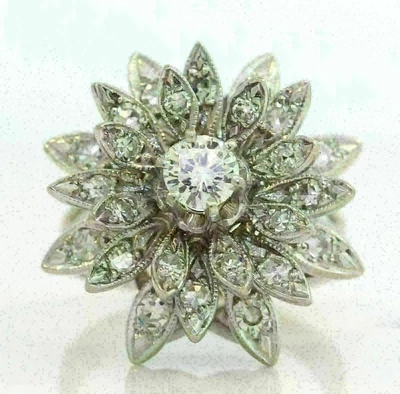 $1195 • Buy Stunning 14k White Gold 1.00 Ctw White Diamond Flower Cocktail Ring! V3