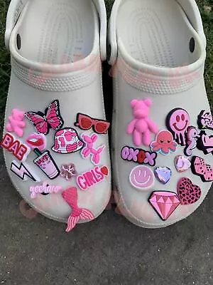 £1.89 • Buy Pink Croc Charms Clog Charm Shoe Pin Badge Pink Charm Butterfly Teddy Love Girly