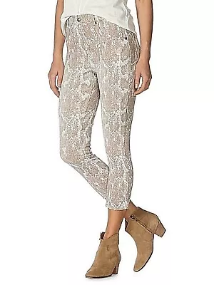 Hue Womens Faded Python Denim High Rise Capri Leggings Taupe Medium • $29.90