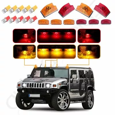 10x Amber/red Roof Cab Marker Light W/5050 LED Bulbs For 03-09 Hummer H2 SUV SUT • $37.39