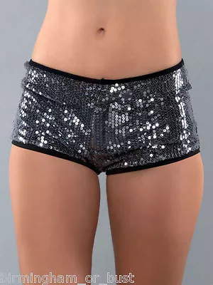 Ann Summers Kylie Hot Pants Silver Sequin Sexy Dance Festival Shorts UK  8 10 12 • £8.99