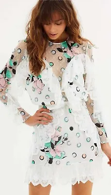 Alice McCall Song Bird Dress Size 6 White Mini Long Sleeve Lace Dress • $139