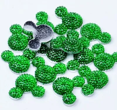 6PC Green Mickey Mouse Flatback Embellishments Hair Bows Cupcake Toppers Crafts • $7.59