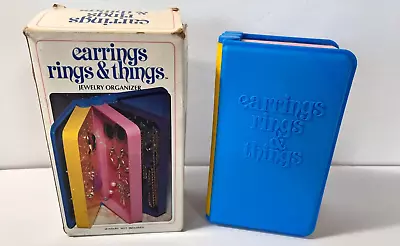 Vintage EARRINGS RINGS & THINGS Colorful Plastic Jewelry Case/Book/Box • $22