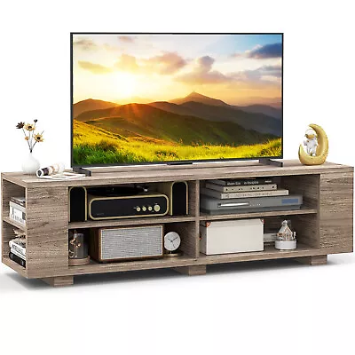 59  Wood TV Stand Console Storage Entertainment Media Center With Shelf Black • $119.99