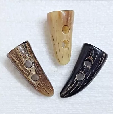 £2.25 • Buy Real Buffalo Horn Toggle Button 2 Hole Whole Tip 1.5  Duffle Coat Bag Art Crafts