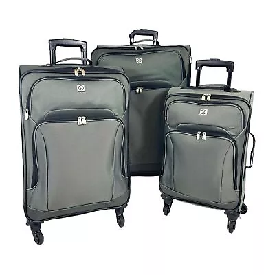 Set Of 3 Lightweigh Nylon 4 Wheel Luggage Set Suitcase Travel Cabin Trolley Case • £29.99