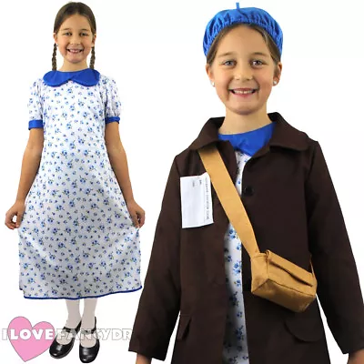 £10.99 • Buy Girls 1940s Costume World War 2 Wartime Childs 1930s Fancy Dress Ww2 Outfit