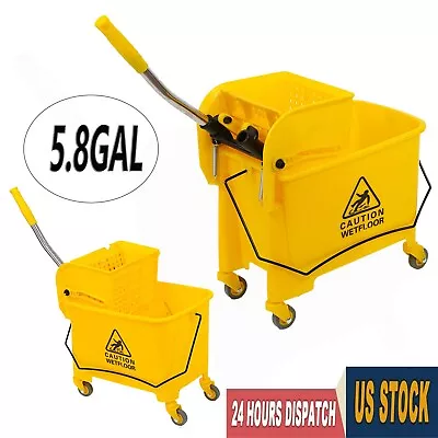 5.28 Gal Mop Bucket With Wringer Combo Commercial Home Cleaning Cart • $41.44