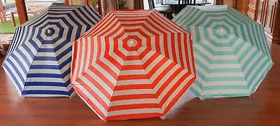 Beach Umbrella 1.8m Wide Weather Resistant Striped Design UPF50+ Sun Protection • $39.95