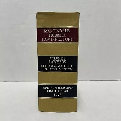 Martindale Hubbell 1976 Law Directory Vol 1 LAWYERS Alabama - Washington DC • $14.99