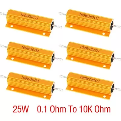 25W RX-24 Golden Aluminium Load Resistor Wirewound 0.1 Ohm To 10K Ohm • $3.55