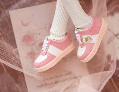 1/6 Yosd 1/4 MSD MDD BJD Sneakers Doll Board Shoes Lace-up Pink Strawberry Cute • $42.01