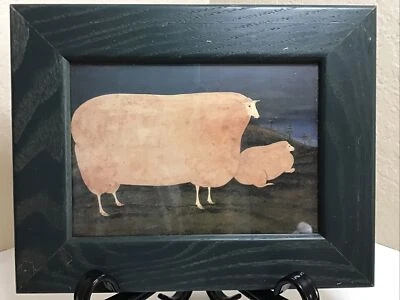 $50.71 • Buy Warren Kimble Sheep Print Folk Art Farm Country Wood Framed Primitive 