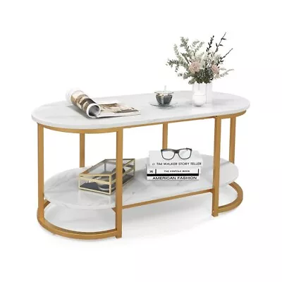 Modern Coffee Table W/ Open Storage Shelf Metal Frame Living Room Cocktail Table • $88.99