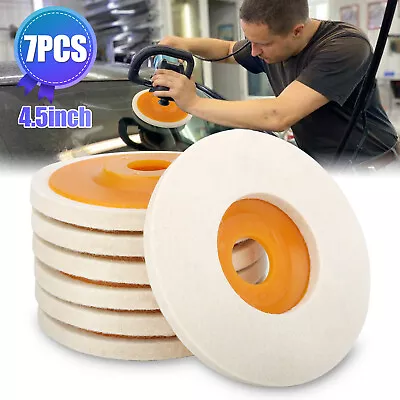 7Pcs 4.5  Wool Polishing Discs Finishing Wheel Buffing Pad For 115 Angle Grinder • $14.98