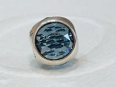 $59 • Buy Authentic Pandora Silver Light Blue CZ Radiant Droplet Charm 792095 Retired