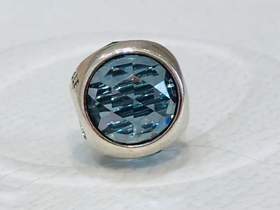$59 • Buy Authentic Pandora Silver Light Blue CZ Radiant Droplet Charm 792095 Retired