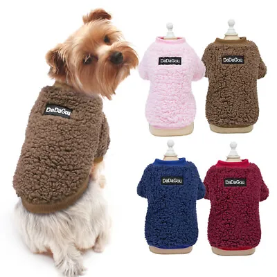 Soft Warm Fleece Pet Cat Dog Jumpers Vest Clothes Puppy Sweaters Coat Yorkie Pug • £8.99