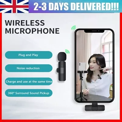 Wireless Lavalier Microphone Mic For IPhone IPad Android Type C Radio Recording • £10.45