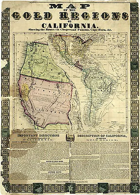 $13.95 • Buy 1848 Map Of The Gold Regions Of California Mining Wall Poster Vintage History