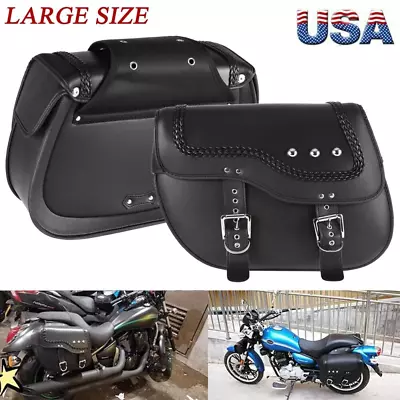 Motorcycle PU Side Saddle Bags For Yamaha Virago XV 250 500 535 700 750 920 1100 • $125.16
