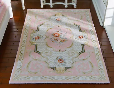 Beautiful Chic French Swirls Pastel Pink Floral 1/12 Dollhouse Miniature Rug • $11.99