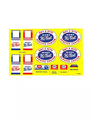 Marx Hi-test Gas / Service Station Decal Set Type 1 • $12.50