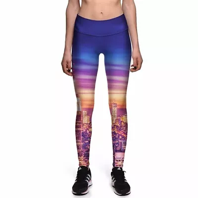 £9.99 • Buy Ladies 3d Printed City Gym High Waist Plus Size Leggings Sport Party Gift Summer