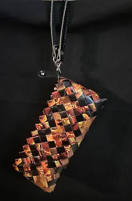 Unique Nahui Ollin Upcycled Woven Wrapper Artisan Wristlet Clutch Bag Mexico • $14.99