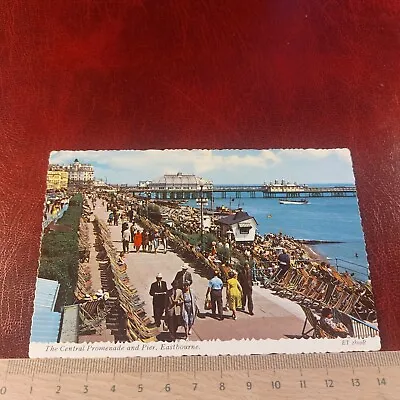 Vintage Postcard The Central Promenade And Pier Eastbourne 1971 • £3