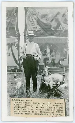 Vintage Snapshot & Obituary Cole Bros. Circus Peanut King & Dog Sideshow Banners • $5.99