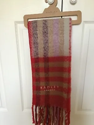 Radley Genuine  Fluffy Red Check Scarf- New With Tag • £25