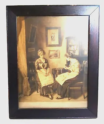 1904 Mission Oak Arts & Crafts Wood Picture Frame Sepia Print 15 3/4 X 19 3/4 • $92