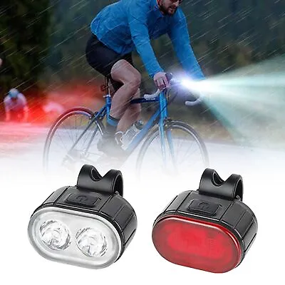 USB Rechargeable LED Bicycle Headlight Bike Front Rear Light Cycling Lamp Set • $11.96