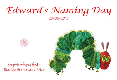 £3.49 • Buy Personalised Naming Ceremony Day Favour Scratchcards The Very Hungry Caterpillar