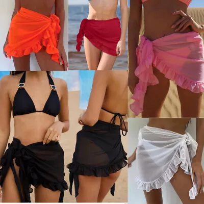 £6.48 • Buy Womens Swimwear Sarong Dress Bikini Beach Wear Cover Up Swimsuit Wrap Skirt