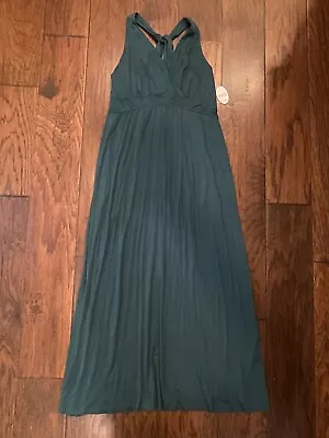 Soma Wknd Maxi Dress Extra Large XL Green Teal Soft Jersey Halter Twist Back • $44.88