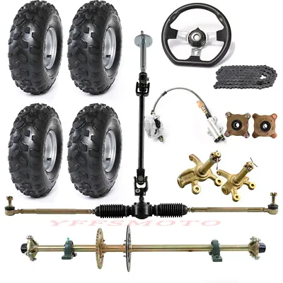 44  Rear Axle Kits 7'' 8'' 10'' Tires Brake Tie Rod Sprocket For Golf Carts Quad • $679.20