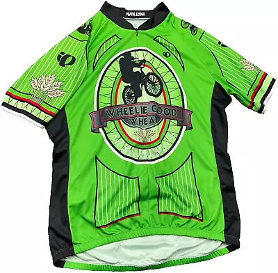 PEARL IZUMI Cycling Jersey Shirt Mens Large Wheelie Good Wheat Green 1/2 Zip • $11.99