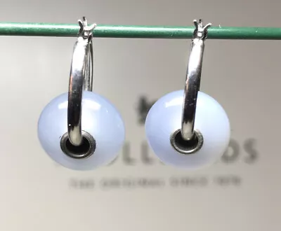 Trollbeads  Chalcedony Gemstones Charms Hoop Earrings • $130.55