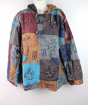 £25.99 • Buy S-5XL Stonewashed Patchwork Hooded Boho Shirt Pullover Hippy Festival Kurta CS32