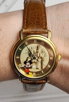 Vintage Mickey Mouse Disneyland Watch Disney Castle With Fireworks Wristwatch • $59.99