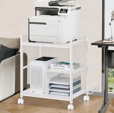 3 Tier Printer Stand Shelf With Storage For Charging Station And Usb Ports Large • $135.28