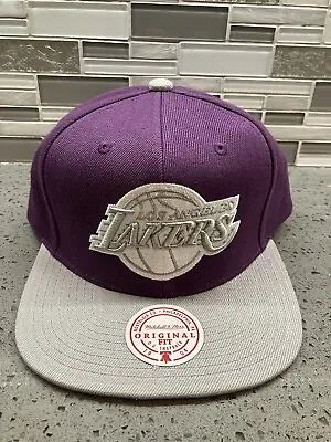 Mitchell & Ness Los Angeles Lakers LA Purple Silver Snapback Hat Cap RARE New • $23.88