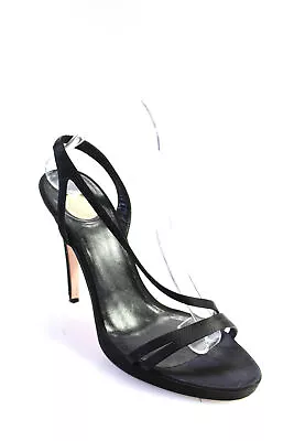 Versace Womens Stiletto Platform Satin Strappy Sandals Black Size 38 • $85.39