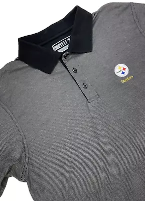 Pittsburgh Steelers Cutter & Buck Dry Tec 3 Button Polo Shirt Men’s M Gray Black • $18.76