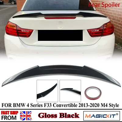 For BMW 4 Series F33 Convertible Gloss Black M4 Style Rear Boot Spoiler Lip 14+ • £42.39