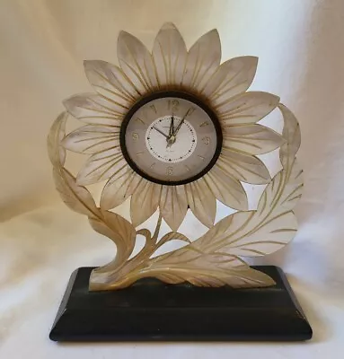 VTG Deco Phinney Walker Mother Of Pearl Lucite Sunflower Alarm Clock Germany HTF • $149.99